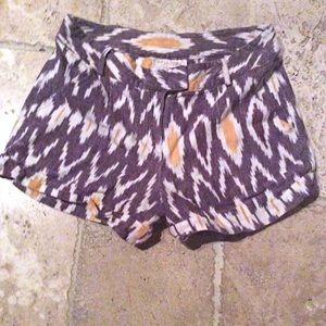 Free People Sincerely Mary Purple Ikat Cotton Shorts